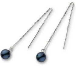 Orecchini Argento 925 con perle Akoya nere da 7,5-8 mm