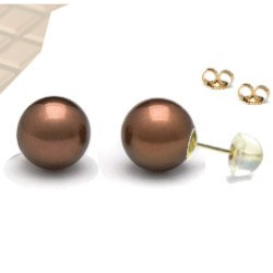 Orecchini oro 18k e silicone perle di Acqua Dolce Cioccolato AAA