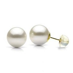 Orecchini oro 18k e silicone con perle Akoya, 8.5-9 mm, bianche