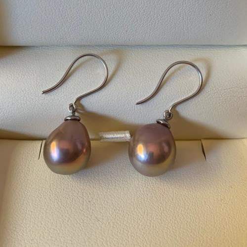 Paio di orecchini di perle esotiche EDISON da 10,5x12 mm, oro 18k