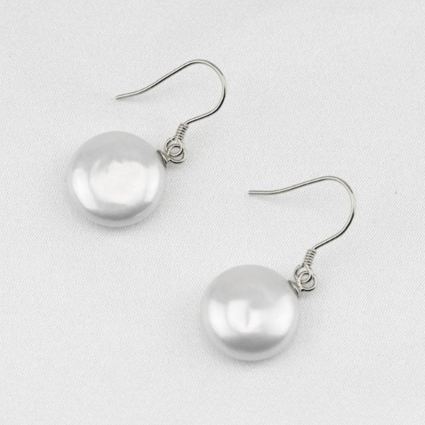 Orecchini di Perle Moneta d'acqua dolce Bianche da 12-13 mm