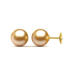 Orecchini perle Akoya, 6-6.5 mm dorate su sistema brevettato ALPA oro giallo 18k