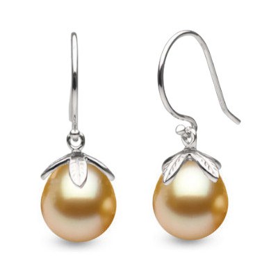 Orecchini in Argento 925 perle Filippine dorate a goccia 10-11 mm AAA