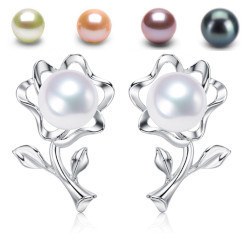 Orecchini Fiori Argento 925 perle d'acqua dolce 6-7 mm AAA
