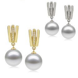 Orecchini in oro 9k diamanti e perle Akoya di qualità AAA