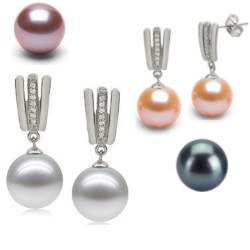 Orecchini in argento 925, zirconi e perle d'acqua dolce AAA