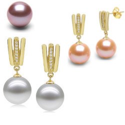 Orecchin oro 18k diamanti e Perle d'acqua dolce DOLCEHADAMA