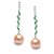 Orecchini in argento 925, zirconi tormaline verdi Perle d'acqua dolce AAA
