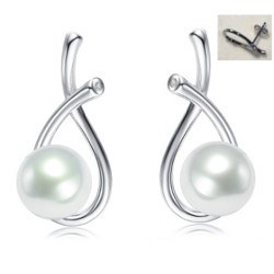 Orecchini in argento 925, zirconi e perle d'acqua dolce 6-7 mm AAA