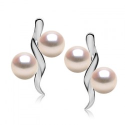 Orecchini Argento 925 con 4 perle di coltura Akoya, 6-6.5 mm