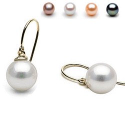 Orecchini A Bottone Con Perle D'Acqua Dolce 8mm In Oro Giallo 333 (8 Carati) - NKlaus, Eleganza Donna, Peso 1,82g