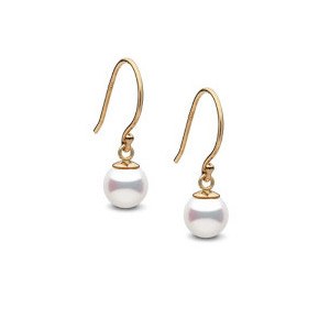 Orecchini traversine in oro 14k con perle Acqua Dolce 5-5,5 mm AAA
