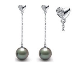 Orecchini in argento sterling 925 con perle di Tahiti e zirconi