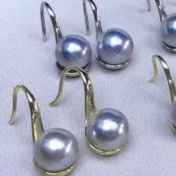 Orecchini Argento 925 con perle blu argento Akoya 8-9 mm qualità AA+