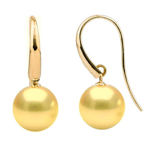 Orecchini in oro 18k e perle filippine dorate di qualità AAA