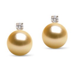 Orecchini Oro 18k Diamanti perlee Filippine Dorate AAA