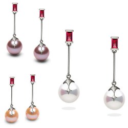 Orecchini in Argento 925 Rubini e Perle d'acqua dolce 9-10 mm DOLCEHADAMA