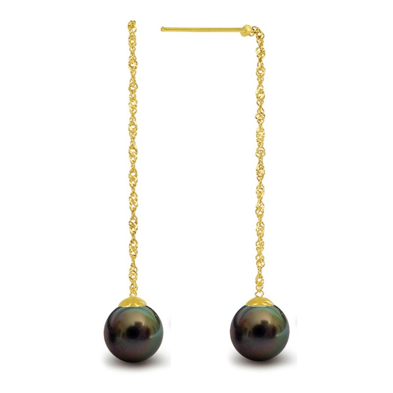 Orecchini oro 18k con perle nere di Tahiti AAA
