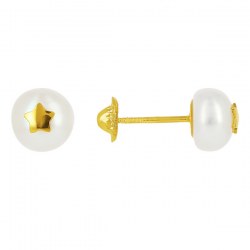 Singolo Orecchino Oro 18k perla acqua dolce 6-7 mm bianca AA+ a bottone
