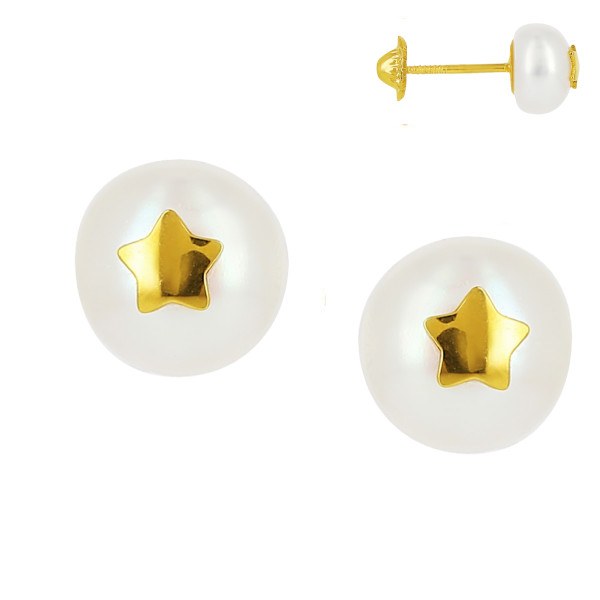 Paio di Piccoli Orecchini Oro 18k piccole perle acqua dolce3.5 mm bianche AAA