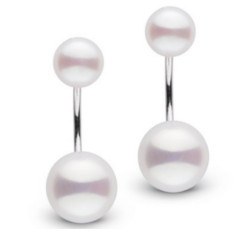 Orecchini in argento 925 con perle di coltura Akoya 2x6-6,5 mm e 2x8-8,5 mm