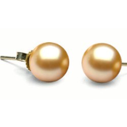 Orecchini oro 18k perle Akoya, 6.5-7 mm, dorate AAA