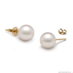 Orecchini Oro 18k perle di coltura Akoya, 8-8.5 mm, bianche