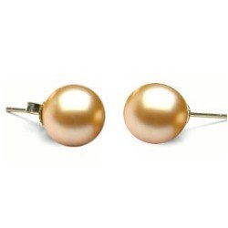 Orecchini perle di coltura Akoya dorate, 8-8,5 mm, qualità AAA