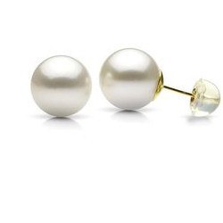 Orecchini oro 18k e silicone perle di Acqua Dolcehadama 7-8 mm bianche