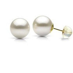 Orecchini oro 18k silicone perle di Acqua Dolce 7-8 mm bianche AAA