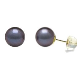 Orecchini oro 18k silicone perle di Acqua Dolce 6-7 mm nere AAA