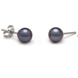 Orecchini di perle di Acqua Dolce 6-7 mm nere AAA
