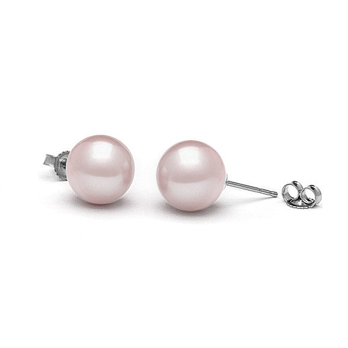 Orecchini oro bianco 14k perle di Acqua Dolce10-11 mm Lavanda chiare AAA
