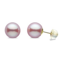 Paio Orecchini oro 18k silicone perle di Acqua Dolce 6-7 mm lavanda AAA