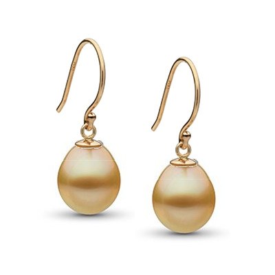  Orecchini in oro 14k con perle a goccia dorate filippine AAA