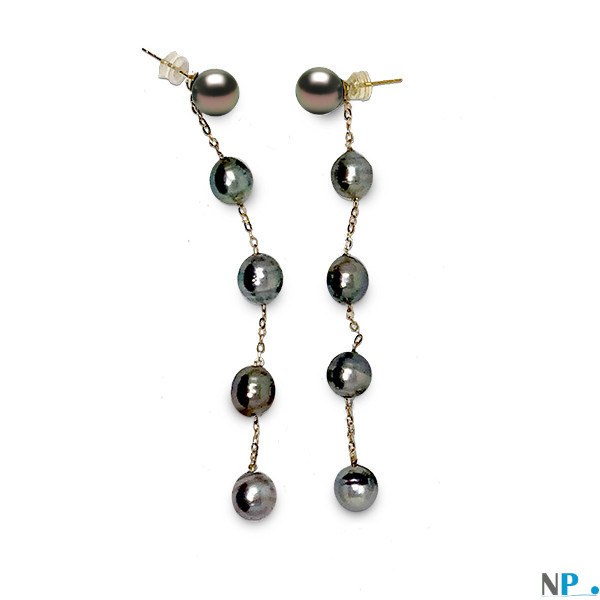 Orecchini Oro 18k perle AAA e barocche di Tahiti 8-9 mm, creazione speciale 