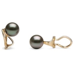 Orecchini a clips in oro 14k o 18k con perle nere di Tahiti