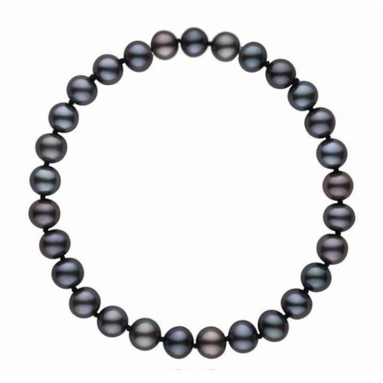 Braccialetto 18 cm di perle di coltura d'acqua dolce nere da 7-8 mm