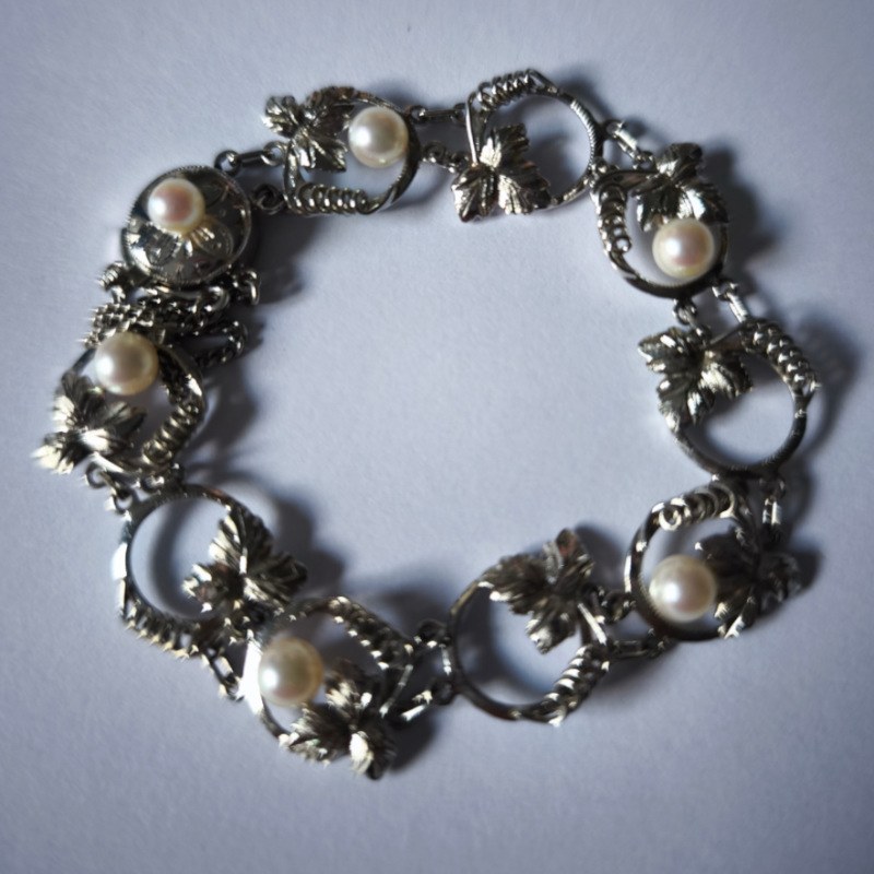 Braccialetto Argento Sterling e 6 perle d'acqua dolce