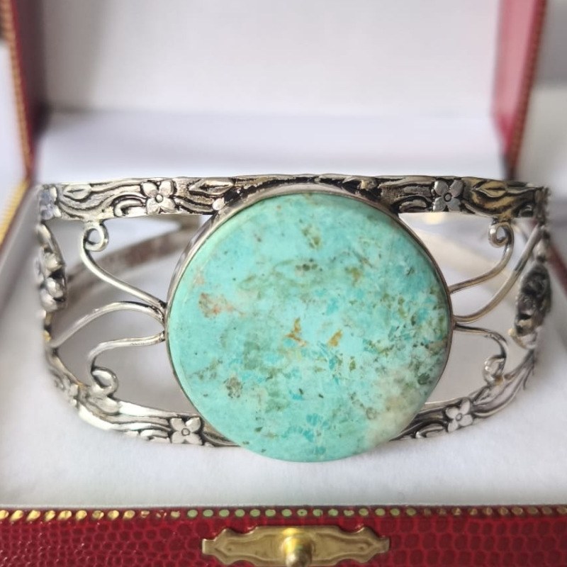 Braccialetto con autentico turchese del Perù su Argento 925