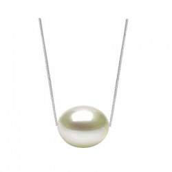 Collana con catenina d'oro con perla d'acqua dolce ovale 9-10 mm AAA