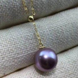 Collana Lariat 42+3 cm catenina oro giallo 14k con Perla Edison d'Acqua Dolce 10-11 mm AAA