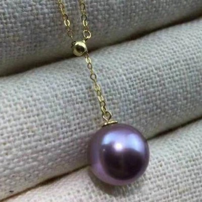 Collana Lariat 42+3 cm catenina oro giallo 14k con Perla Edison d'Acqua Dolce 10-11 mm AAA