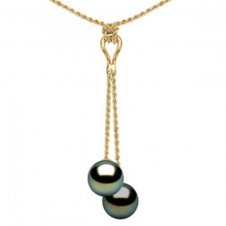 Collana con 2 Perle di Tahiti AAA su catenina in oro 18 carati