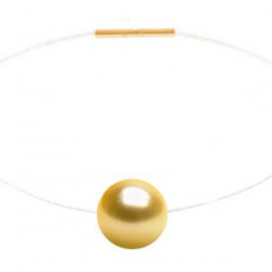 Perla dorata delle Filippine su filo di nylon trasparente Oro 18k