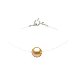 Collana Perla dorata Akoya 8-8,5 mm AAA su filo di nylon e Argento 925