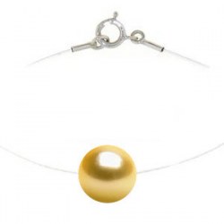 Perla dorata delle Filippine su filo di nylon trasparente Argento 925