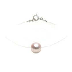 Perla bianca Akoya AAA su filo di nylon e Argento 925