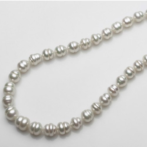 Collana 43 cm di perle barocche Australiane bianche argento da 11,3 a 11,8 mm