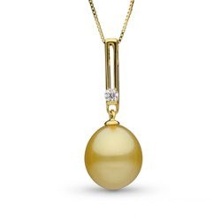  Pendente in oro 18k Diamante e perla delle Filippine dorata a goccia AAA